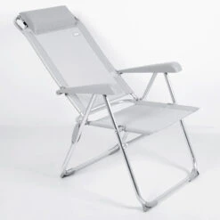 AKTIVE - Chaise Pliante Haute Avec Dossier Haut Réglable 5 Positions, Gris -Camping Rabais aktive chaise pliante haute avec dossier haut reglable 5 positions gris 2
