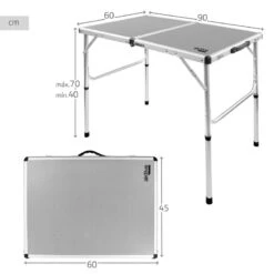 AKTIVE - Table De Camping Pliante, Réglable En 2 Hauteurs, 90x60x40/70 Cm, Gris -Camping Rabais aktive table de camping pliante reglable en 2 hauteurs 90x60x4070 cm gris 3