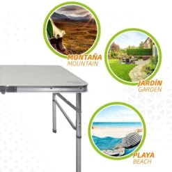 AKTIVE - Table Pliante Avec 2 Tabourets Et Poignée De Transpor, Gris -Camping Rabais aktive table pliante avec 2 tabourets et poignee de transpor gris 3