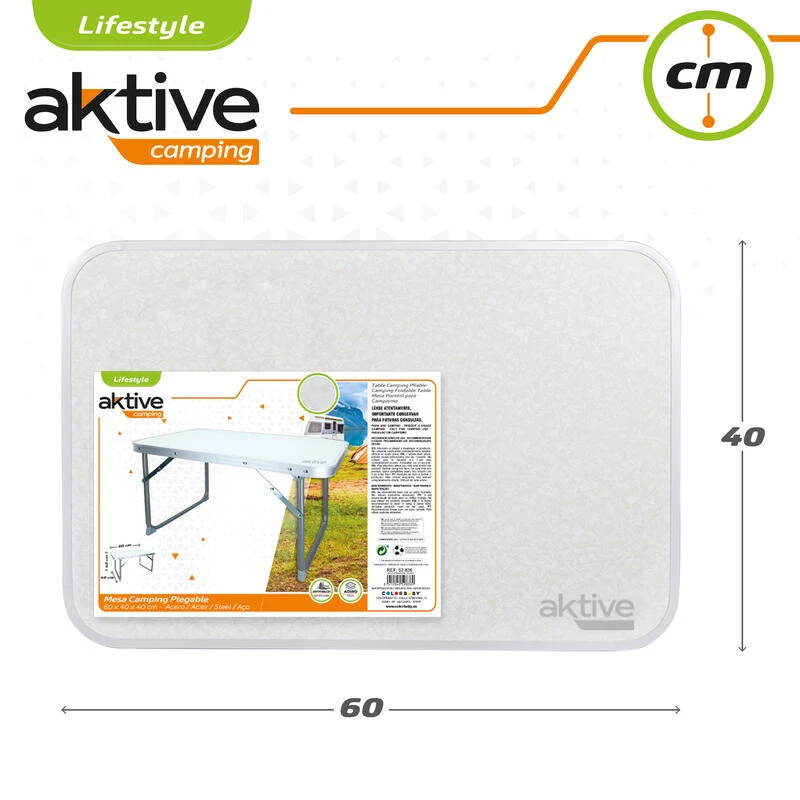 AKTIVE - Table Pliante . Table Basse Blanche En Aluminium - 40x60x40 Cm 5 AKTIVE - Table Pliante . Table Basse Blanche En Aluminium - 40x60x40 Cm – Image 5