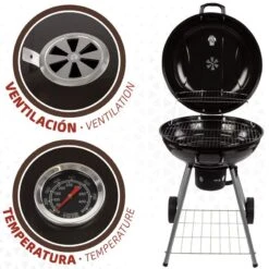 Barbecue Portable Rond Au Charbon De Bois Avec Couvercle Aktive -Camping Rabais barbecue portable rond au charbon de bois avec couvercle aktive 2