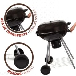 Barbecue Portable Rond Au Charbon De Bois Avec Couvercle Aktive -Camping Rabais barbecue portable rond au charbon de bois avec couvercle aktive 5