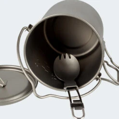 Batterie De Cuisine De Camping Set | Casseroles + Fourchette/Cuillère | Titane -Camping Rabais batterie de cuisine de camping set casseroles fourchettecuillere titane 2