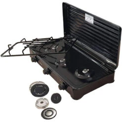MPM Cuisinière à Gaz Portable Pour Le Camping Avec 3 Feux Couvercle Smile -Camping Rabais cuisiniere a gaz portable pour le camping avec 3 feux couvercle smile 6