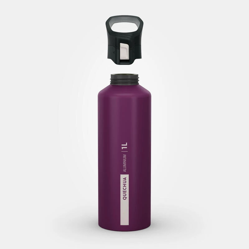 Quechua Gourde Alu 1L Avec Bouchon à Ouverture Rapide Pour La Randonnée - Violet 2 Quechua Gourde Alu 1L Avec Bouchon à Ouverture Rapide Pour La Randonnée - Violet – Image 2
