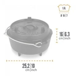 Petromax Dutch Oven FT3-3QT (avec Pieds) Et Levier De Couvercle -Camping Rabais petromax dutch oven ft3 3qt avec pieds et levier de couvercle 2