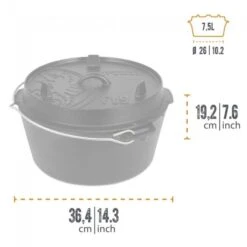 Petromax Dutch Oven FT9-9QT (Sans Pieds) Set - Poêle + Levier De Couvercle + -Camping Rabais petromax dutch oven ft9 9qt sans pieds set poele levier de couvercle 2