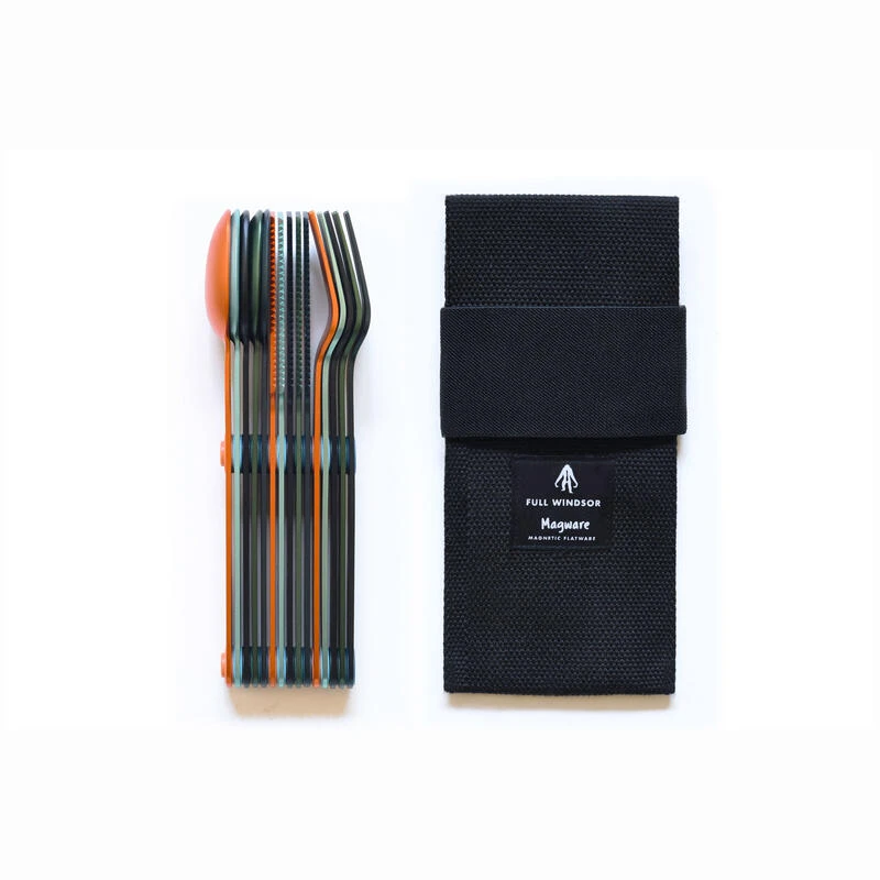 SET COMPLET DE 5 JEUX DE 3 COUVERTS MAGNÉTIQUES CAMPING EN ALUMINUM DUR - ÉTUI 1 SET COMPLET DE 5 JEUX DE 3 COUVERTS MAGNÉTIQUES CAMPING EN ALUMINUM DUR - ÉTUI