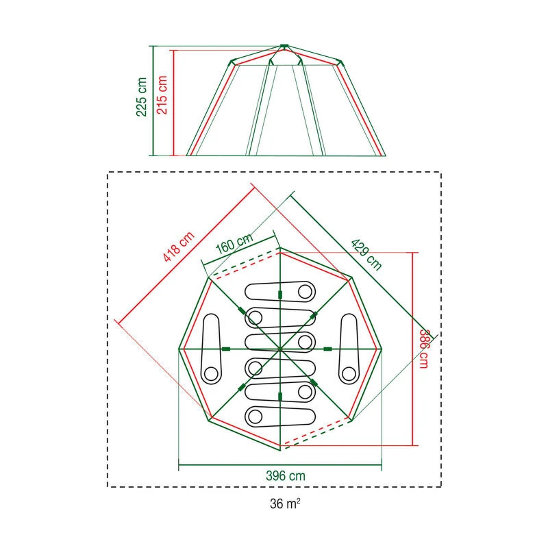 Tente Coleman Octagon 8 (Verte) 6 Tente Coleman Octagon 8 (Verte) – Image 6