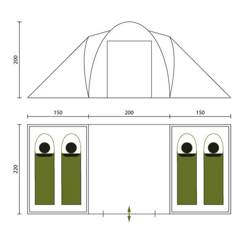 Tente Dôme Hammerfest 4 Sleeper Protect - Sol Cousu - 4 Pers - 2 Cabines Noires 7 Tente Dôme Hammerfest 4 Sleeper Protect - Sol Cousu - 4 Pers - 2 Cabines Noires – Image 7