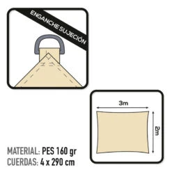 Voile D'ombrage Rectangulaire Aktive Garden Couleur Crème -Camping Rabais voile dombrage rectangulaire aktive garden couleur creme 2